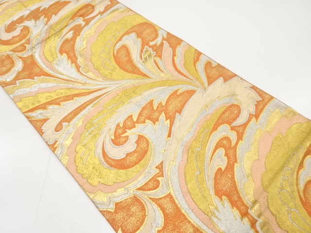 JAPANESE KIMONO / ANTIQUE FUKURO OBI / SILK / WOVEN PLANTS